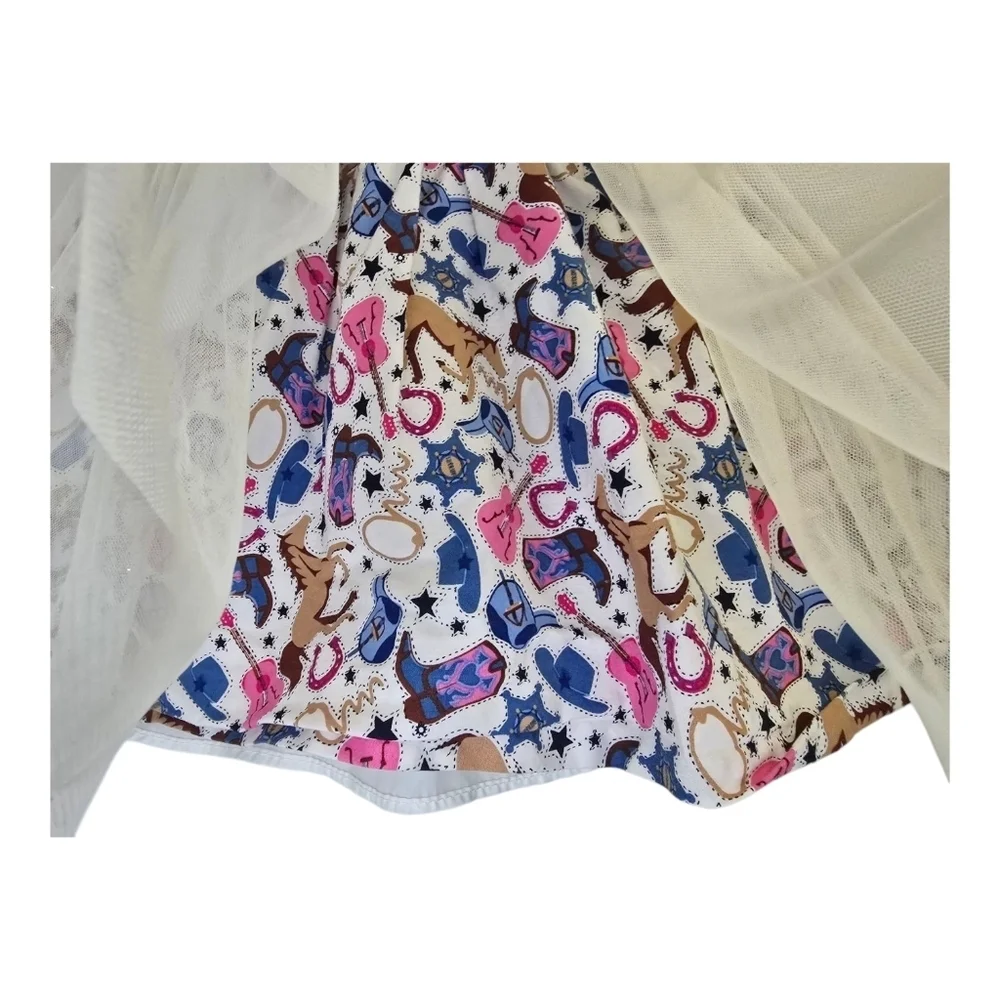 Sweet Heart Rose Toddler 3T Dress Blue With Horses And Boots Cowgirl